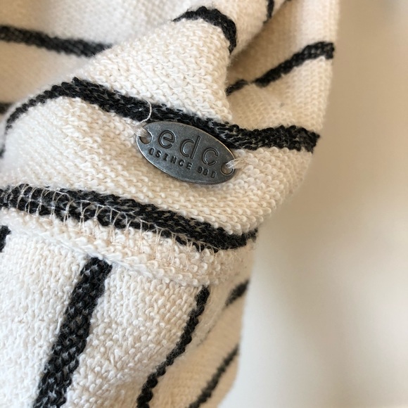 edc Esprit Cream Black Stripe Hooded Jacket Large - Picture 3 of 5